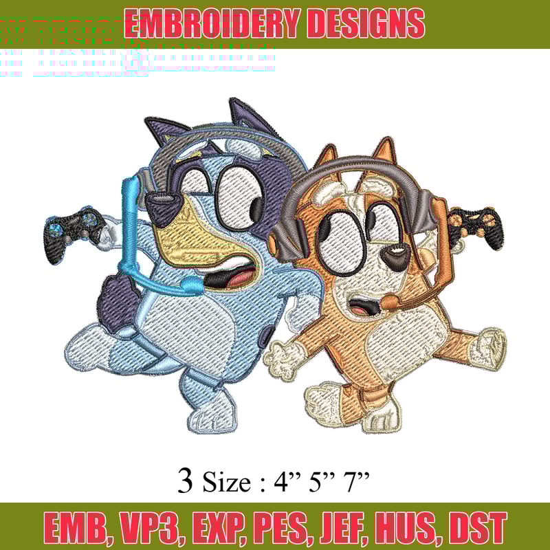 Bluey bingo headphones Embroidery, Bluey Embroidery, Embroidery File, cartoon shirt, cartoon design, Digital download..jpg