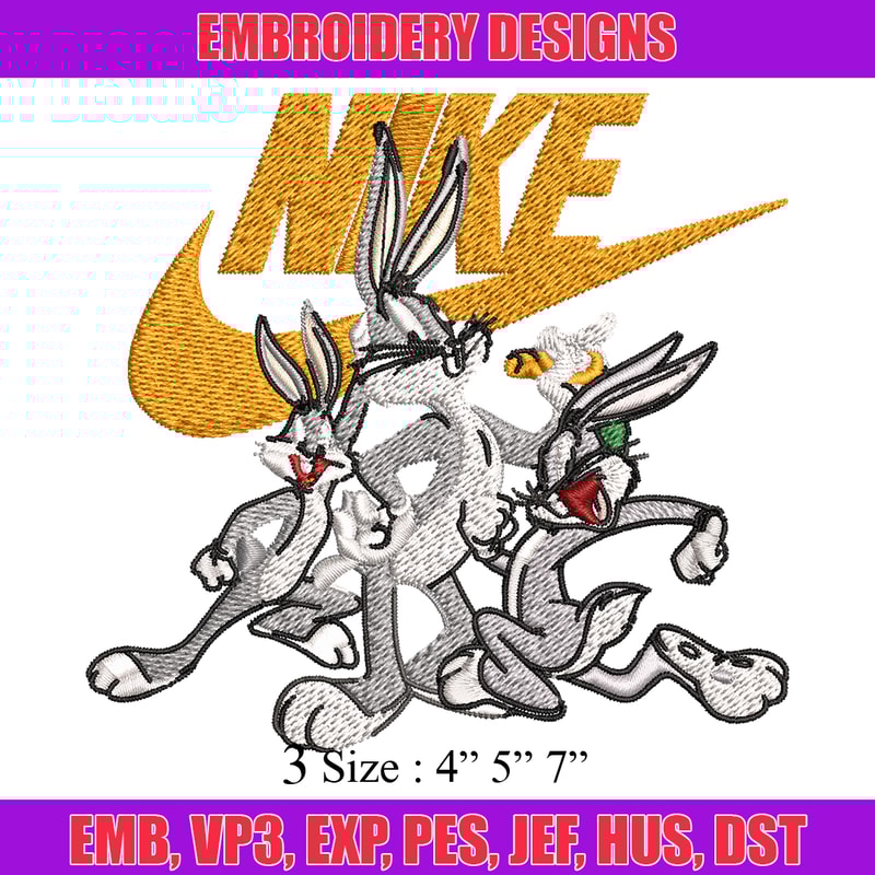 Rabbit cartoon Nike Embroidery design, cartoon Embroidery, Nike design, Embroidery file, logo shirt, Instant download..jpg