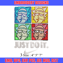 rick and morty x just rick it embroidery design, cartoon embroidery, nike design, embroidery file, instant download
