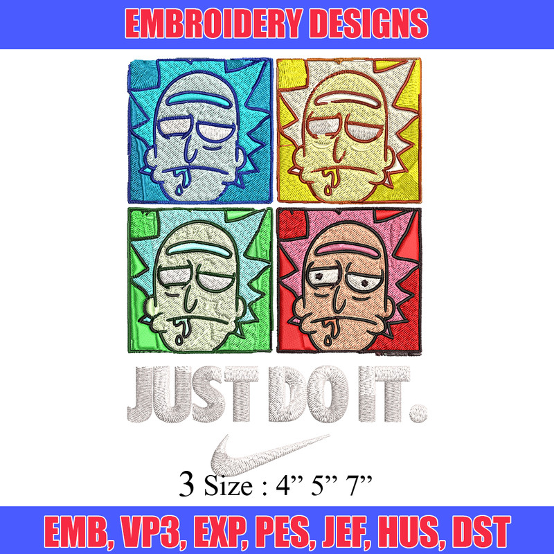 Rick and Morty x Just Rick It Embroidery design, Cartoon Embroidery, Nike design, Embroidery file, Instant download.jpg