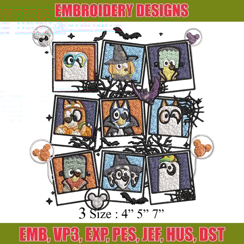Bluey Friends Embroidery, Halloween Embroidery, Embroidery File, cartoon shirt, cartoon design, Digital download..jpg