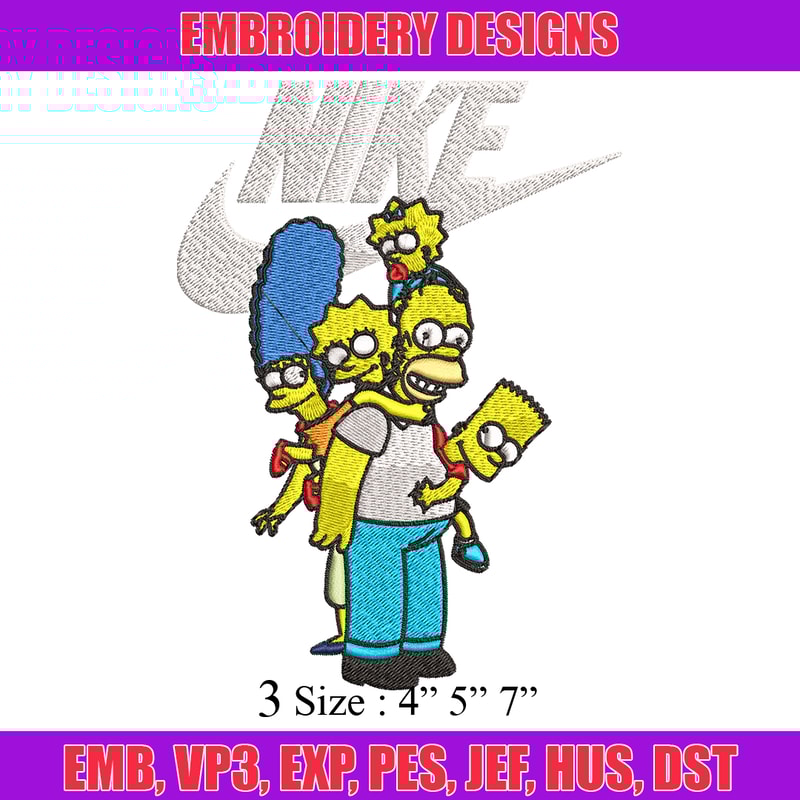 Simpson family Nike Embroidery design, Simpson cartoon Embroidery, Nike design, Embroidery file, Instant download..jpg