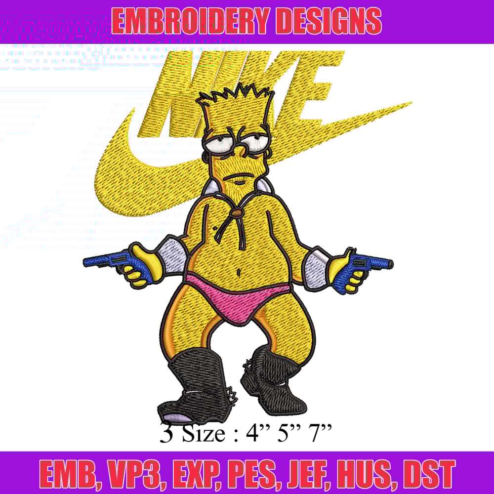 Simpson funny Nike Embroidery design, cartoon Embroidery, Nike design, Embroidery file, cartoon shirt, Instant download..jpg