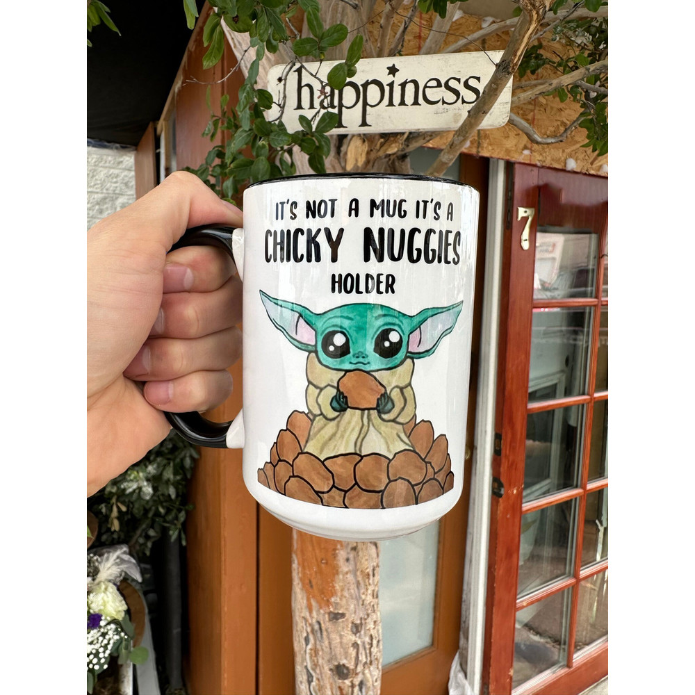 Baby Yoda Coffee Mug - Its A Chicky Nuggies Holder Mug - Cute Baby Grogu Holding Chicken Nugget - Ceramic Cup - 11oz and 15oz Sizes - 6.jpg