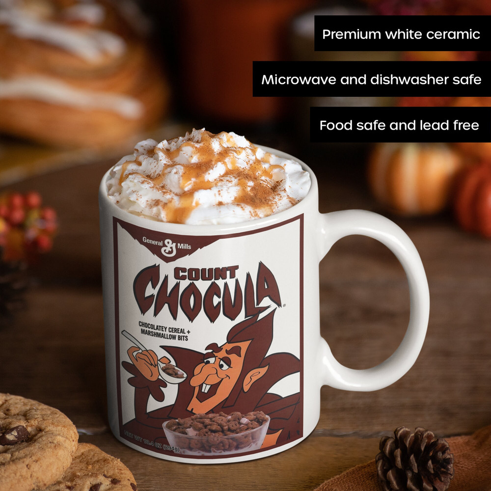 Count Chocolate Mug - Vintage Cereal - Vampire Novelty Gift - Unique - 70s - Count Chocolate Cereal Box - Ceramic Coffee Mug - 11oz 15oz - 2.jpg