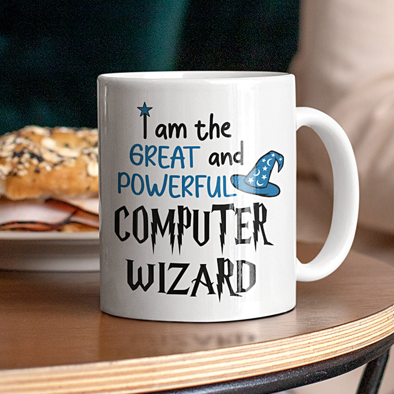Computer IT Coffee Mug - I am the Great and Powerful Computer Wizard - Humorous Gift, Geek Nerd Mug - Information Technology Mug - Genius - 1.jpg