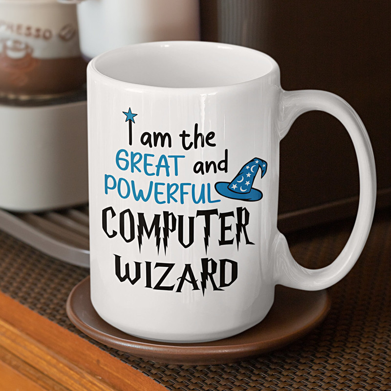 Computer IT Coffee Mug - I am the Great and Powerful Computer Wizard - Humorous Gift, Geek Nerd Mug - Information Technology Mug - Genius - 3.jpg