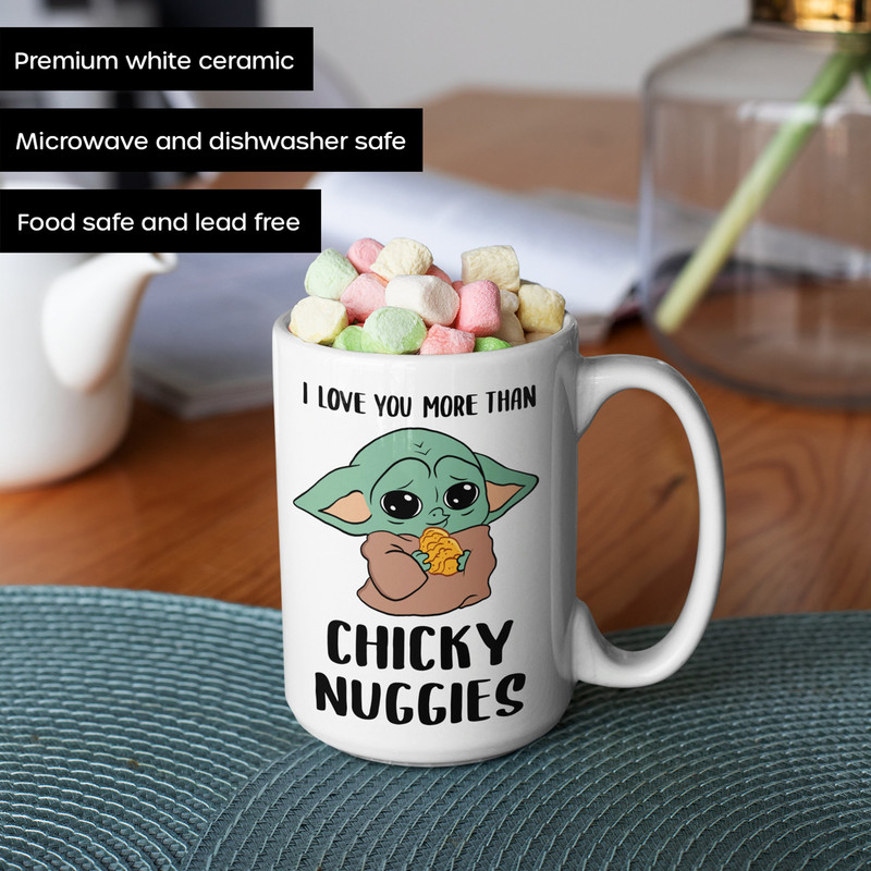 I Love You Coffee Mug, The Mandalorian The Child Mug, Adorable Chicky Nuggies Ceramic Cup, Grogu Wars I Love You Gift Handmade - 11oz 15oz - 2.jpg