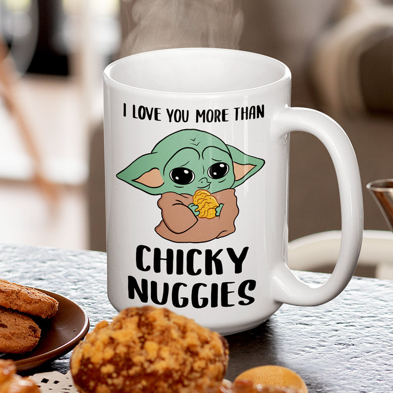 I Love You Coffee Mug, The Mandalorian The Child Mug, Adorable Chicky Nuggies Ceramic Cup, Grogu Wars I Love You Gift Handmade - 11oz 15oz - 3.jpg
