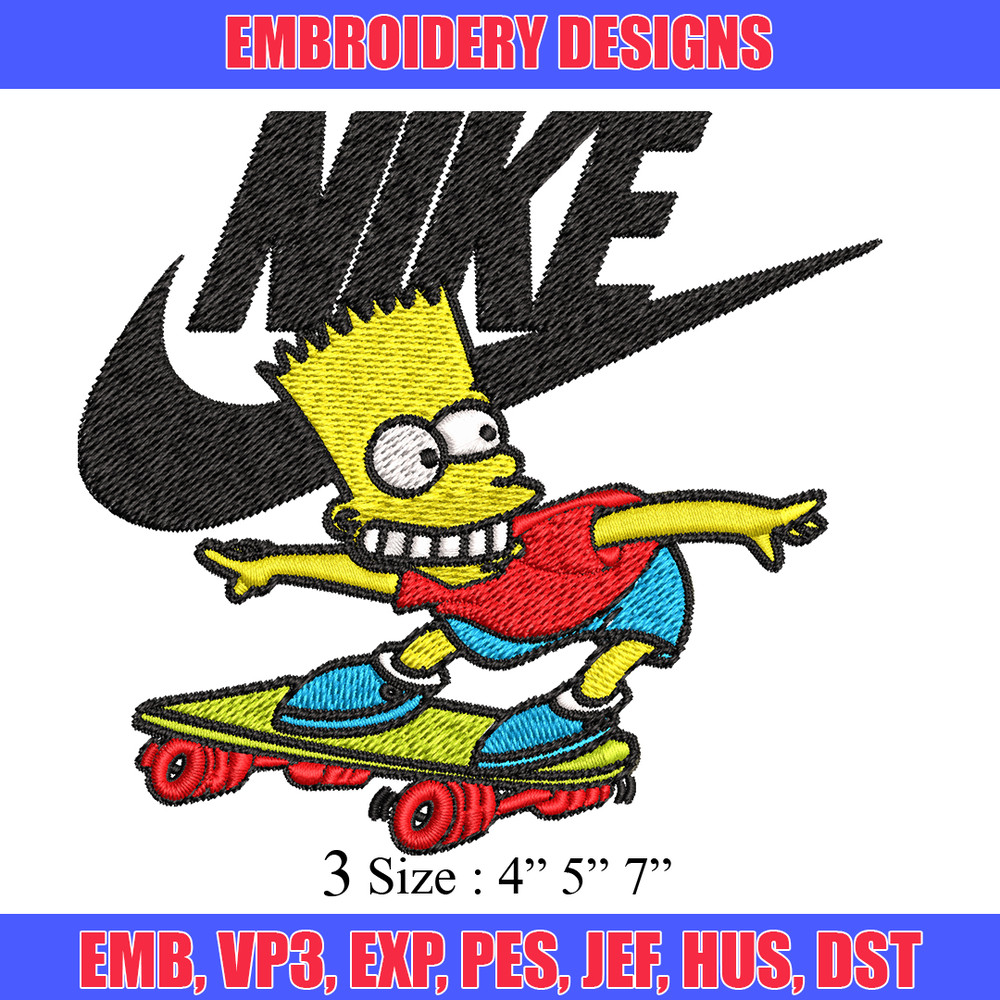 Simpson funny Nike Embroidery design, Simpson cartoon Embroidery, Nike design, Embroidery file, Instant download..jpg