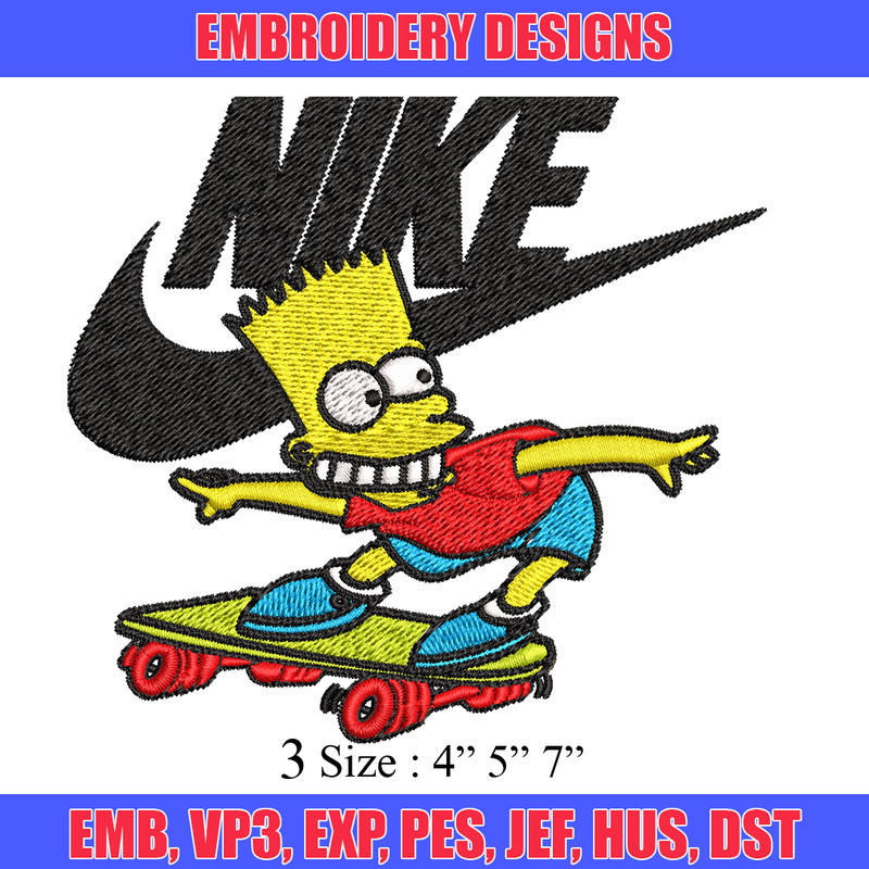 Simpson funny Nike Embroidery design, Simpson cartoon Embroidery, Nike design, Embroidery file, Instant download..jpg