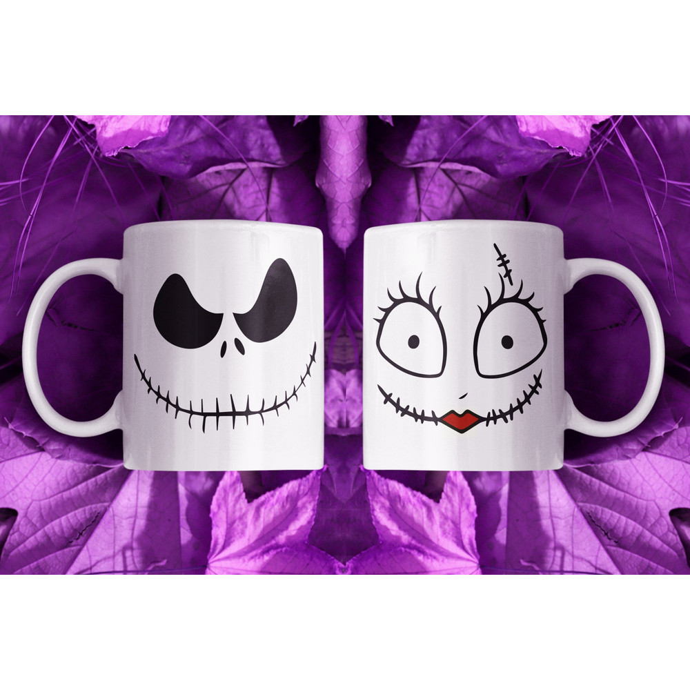 Jack and Sally Mug, The Nightmare Before Christmas Mug Set, Jack Skellington, Loving Gift Ideas, His and Hers Coffee Mugs, 11oz 15oz - 1.jpg