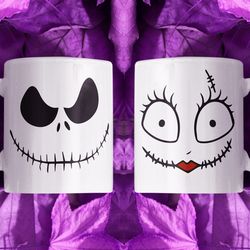 jack and sally mug, the nightmare before christmas mug set, jack skellington