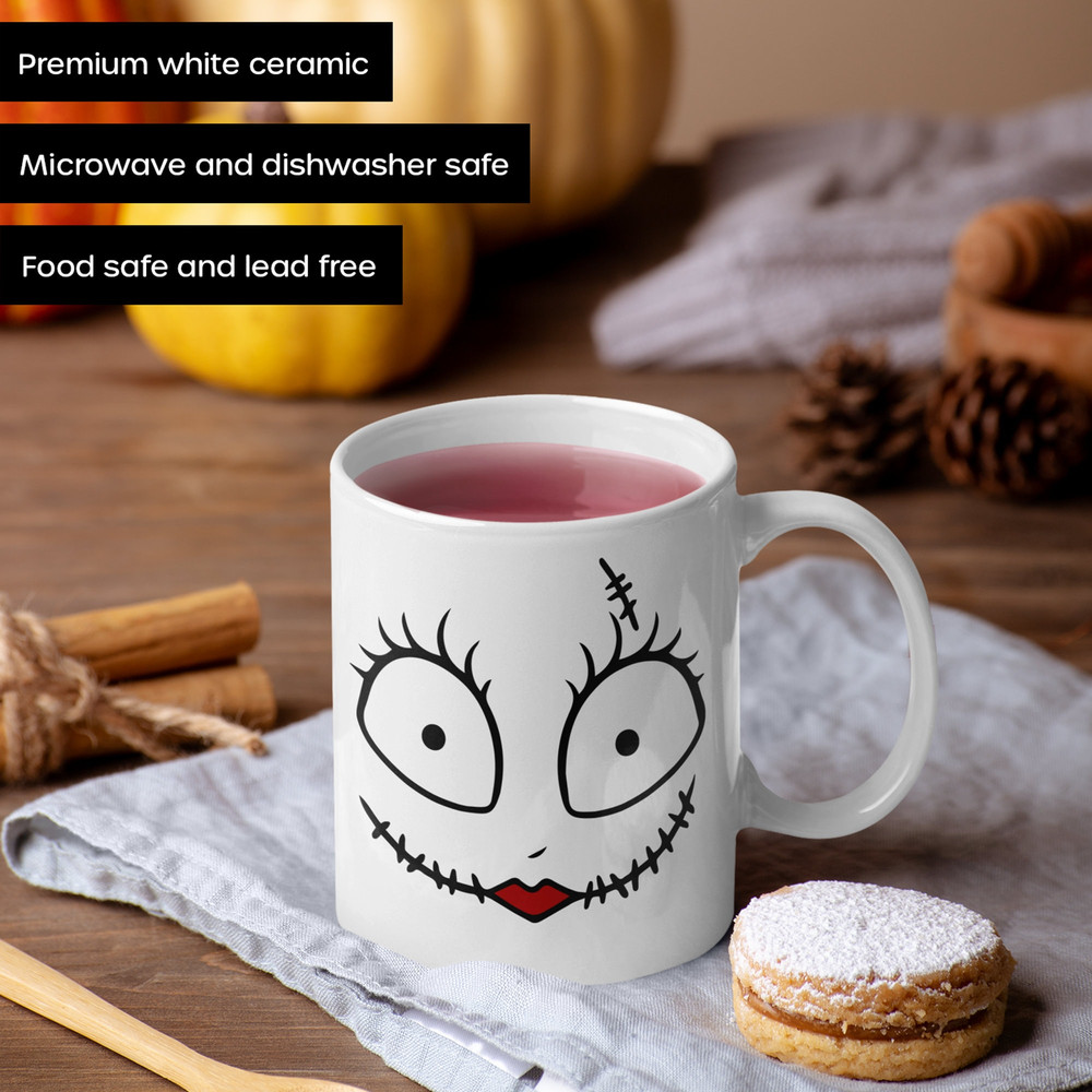 Jack and Sally Mug, The Nightmare Before Christmas Mug Set, Jack Skellington, Loving Gift Ideas, His and Hers Coffee Mugs, 11oz 15oz - 2.jpg