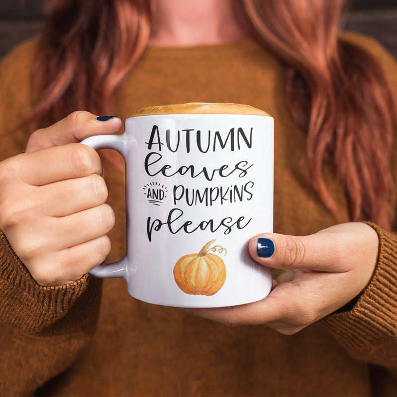 Pumpkins Please Coffee Mug Fall Coffee Mug PSL Mug Fall Coffee Cup Fall Lover Gifts Autumn Leaves Pumpkins Please 11oz 15oz - 1.jpg