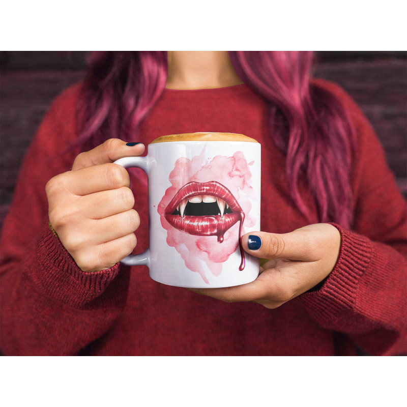 Sexy Vampire Lips Coffee Mug Halloween Mug Vampire Fan Gift Sexy Vampire Lips Vampire Lover Ceramic Coffee Mug 11oz 15oz - 1.jpg