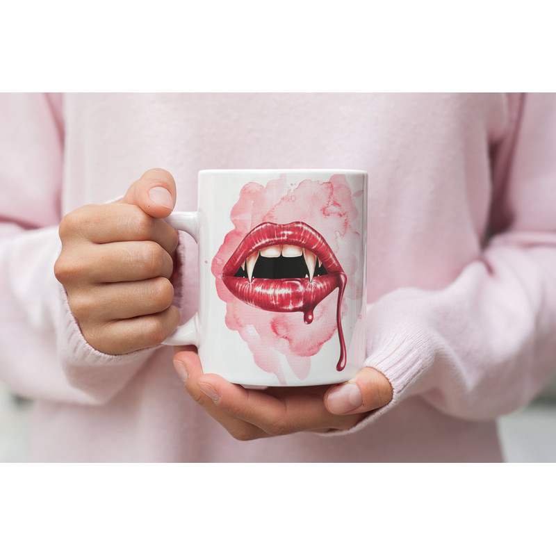 Sexy Vampire Lips Coffee Mug Halloween Mug Vampire Fan Gift Sexy Vampire Lips Vampire Lover Ceramic Coffee Mug 11oz 15oz - 3.jpg
