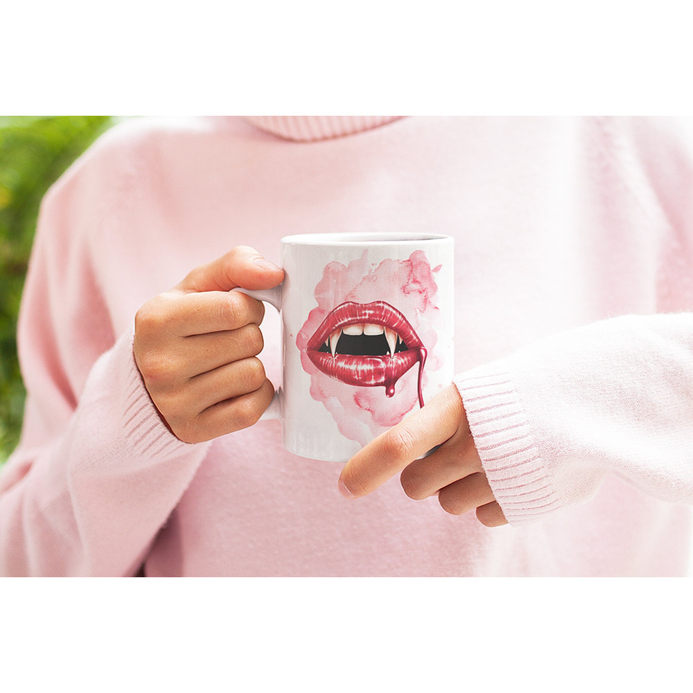 Sexy Vampire Lips Coffee Mug Halloween Mug Vampire Fan Gift Sexy Vampire Lips Vampire Lover Ceramic Coffee Mug 11oz 15oz - 5.jpg