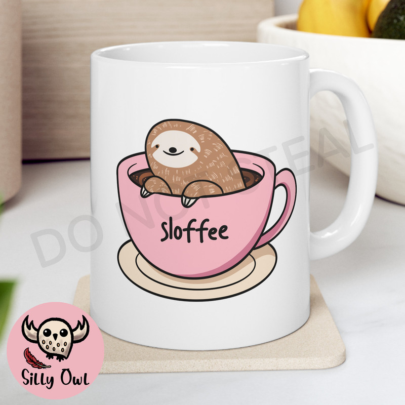 Sloffee Sloth Coffee Mug - 6 Colors - Sloffee Mug - Cute Sloth Mug - Sloth Lover Gift - Sloth Bear Cup - Ceramic Coffee Mug - 11Oz and 15Oz - 1.jpg