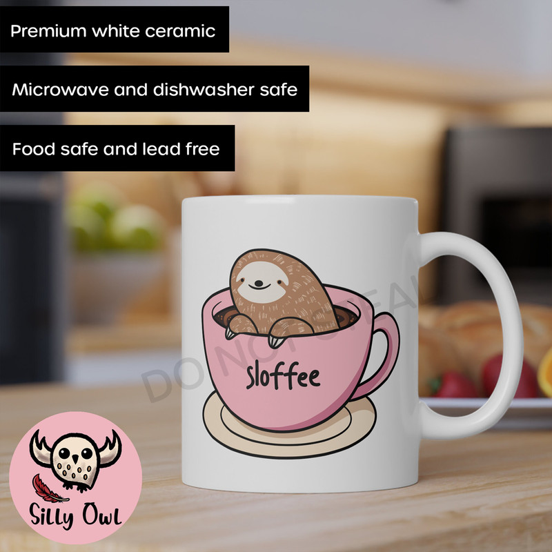 Sloffee Sloth Coffee Mug - 6 Colors - Sloffee Mug - Cute Sloth Mug - Sloth Lover Gift - Sloth Bear Cup - Ceramic Coffee Mug - 11Oz and 15Oz - 2.jpg