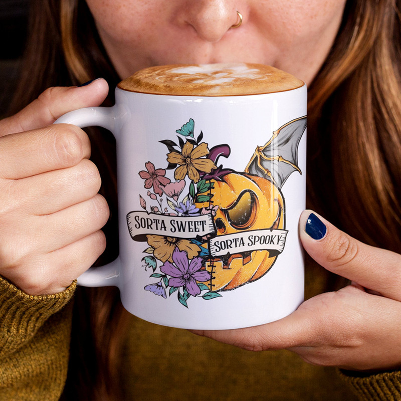Sorta Sweet Sorta Spooky Mug, Funny Halloween Mugs, Halloween Women Gift, Halloween Party, Trick or Treat, Girl Halloween, Gift for Her - 1.jpg