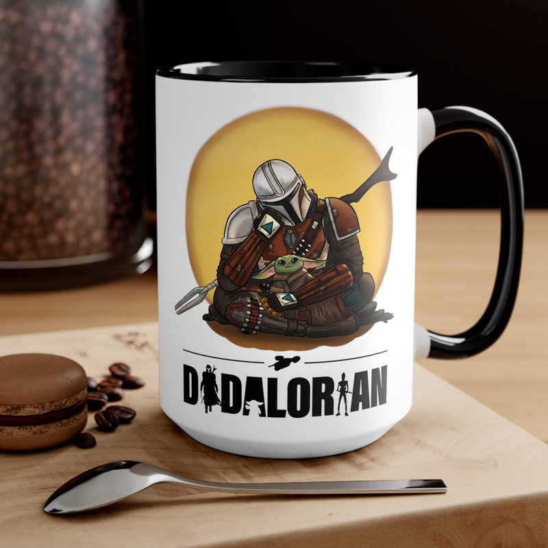 The Mandalorian Mug, Dadalorian Coffee Mug - Gift for Dads - Baby Yoda Grogu Mug - Nerd Geek Mug - This is the Way Mug - Ceramic Coffee Mugs - 1.jpg