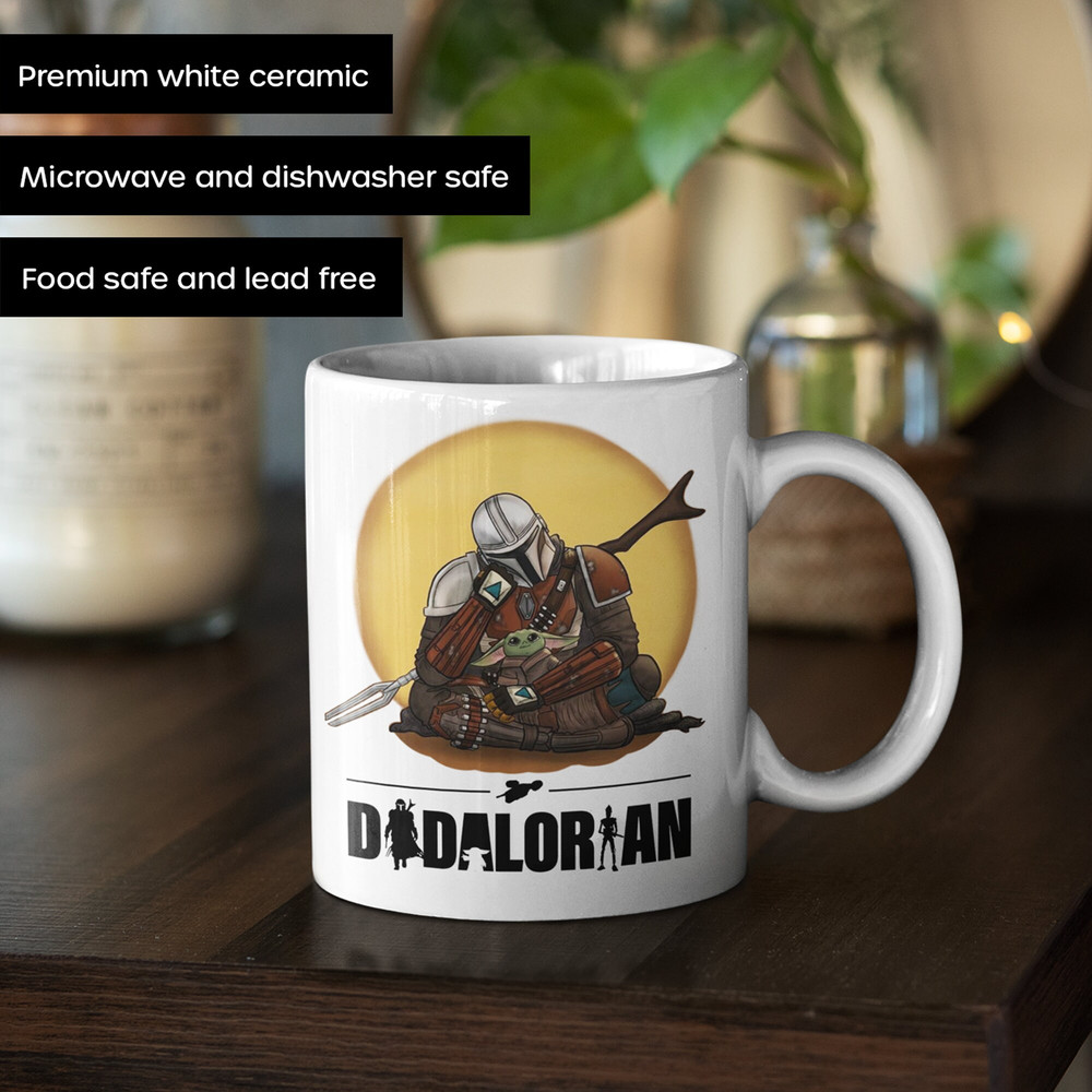 The Mandalorian Mug, Dadalorian Coffee Mug - Gift for Dads - Baby Yoda Grogu Mug - Nerd Geek Mug - This is the Way Mug - Ceramic Coffee Mugs - 2.jpg