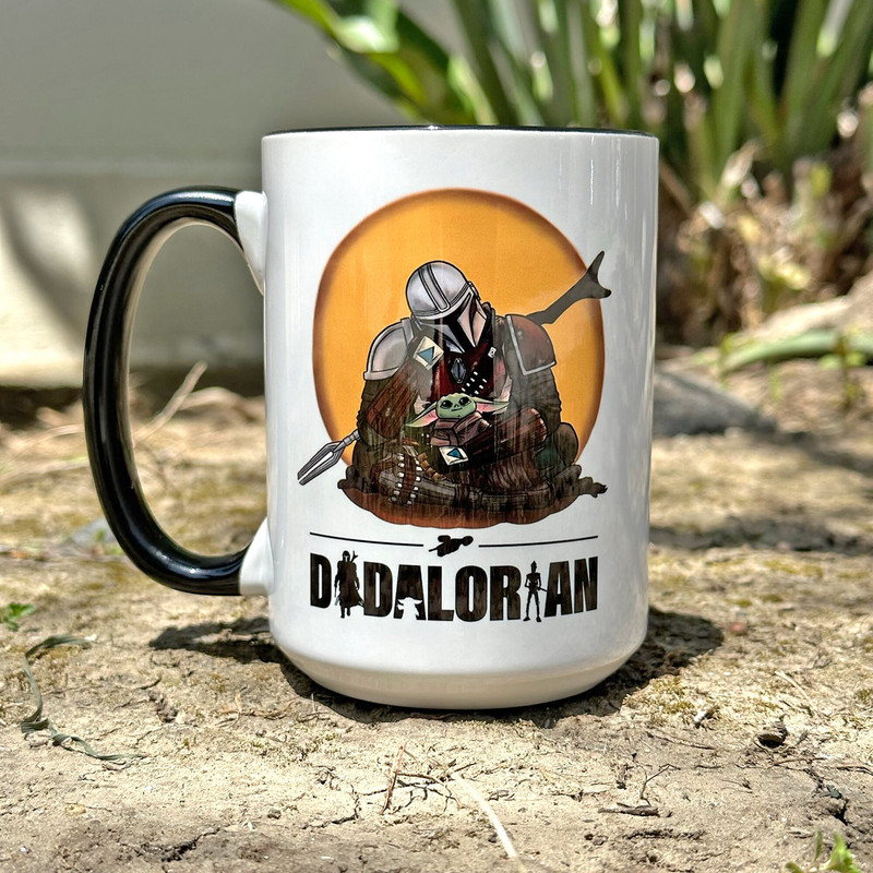 The Mandalorian Mug, Dadalorian Coffee Mug - Gift for Dads - Baby Yoda Grogu Mug - Nerd Geek Mug - This is the Way Mug - Ceramic Coffee Mugs - 3.jpg