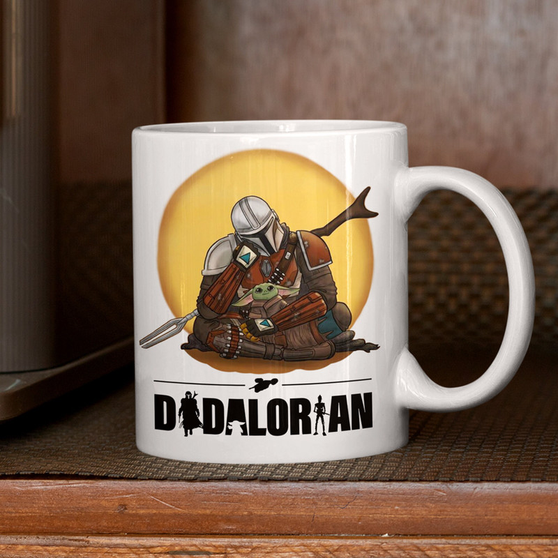 The Mandalorian Mug, Dadalorian Coffee Mug - Gift for Dads - Baby Yoda Grogu Mug - Nerd Geek Mug - This is the Way Mug - Ceramic Coffee Mugs - 4.jpg
