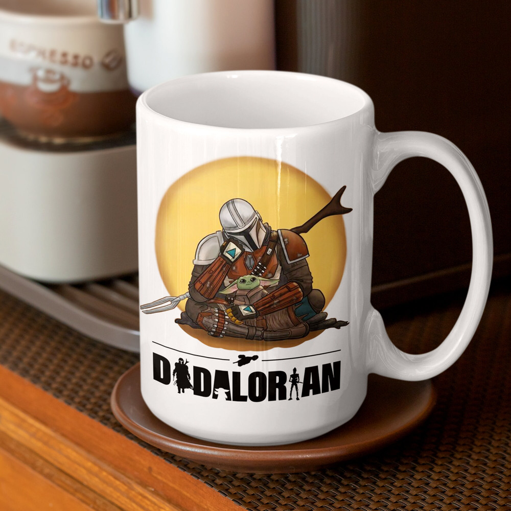 The Mandalorian Mug, Dadalorian Coffee Mug - Gift for Dads - Baby Yoda Grogu Mug - Nerd Geek Mug - This is the Way Mug - Ceramic Coffee Mugs - 5.jpg