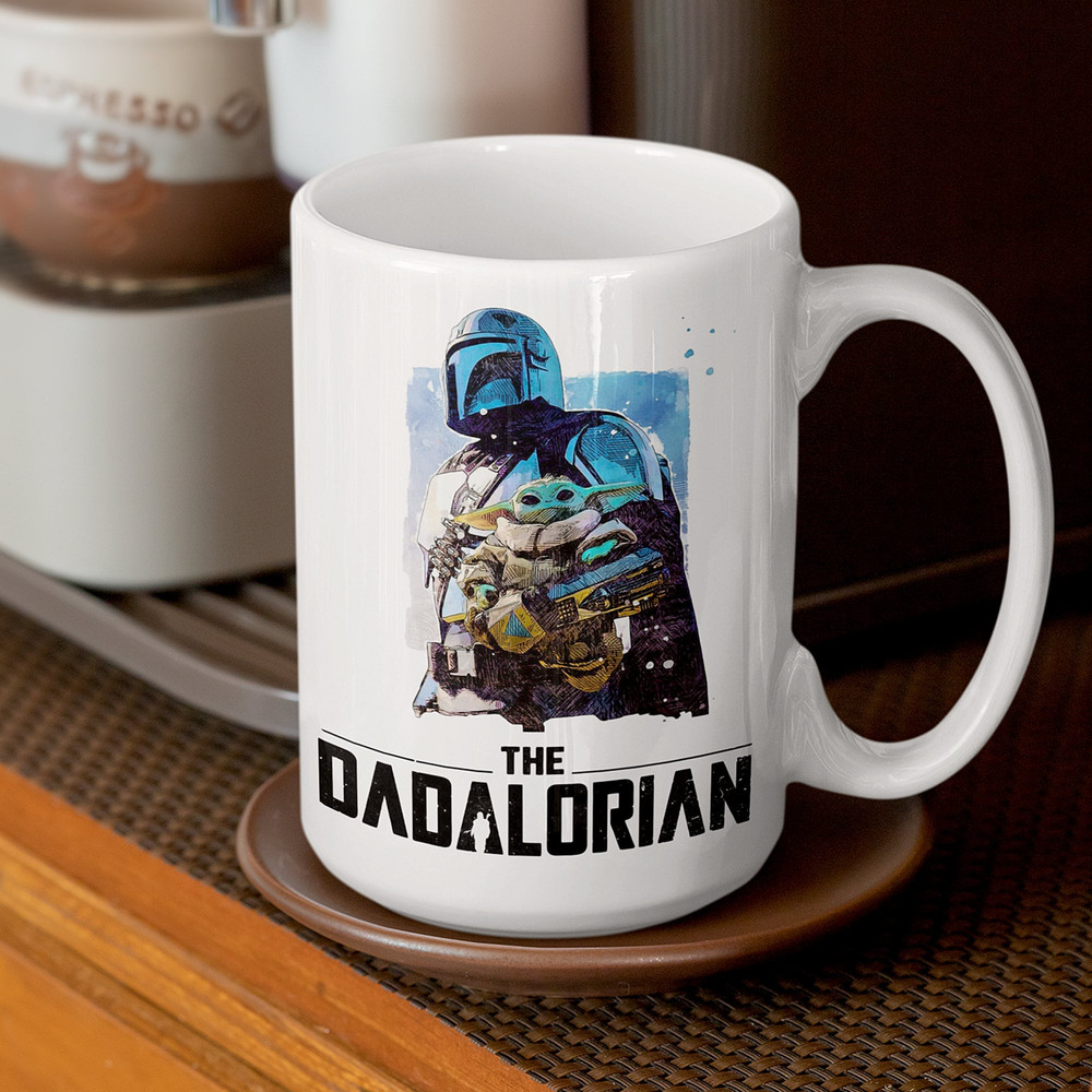 The Mandalorian Mug, The Child Grogu, Dadalorian, Father's Day Gift, Best Gifts For Dad, Dad Mug, Cool Gifts for Men, Ceramic Coffee Mug - 1.jpg