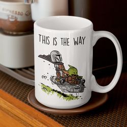 this is the way mug, mandalorian baby yoda design, nerd geek mug