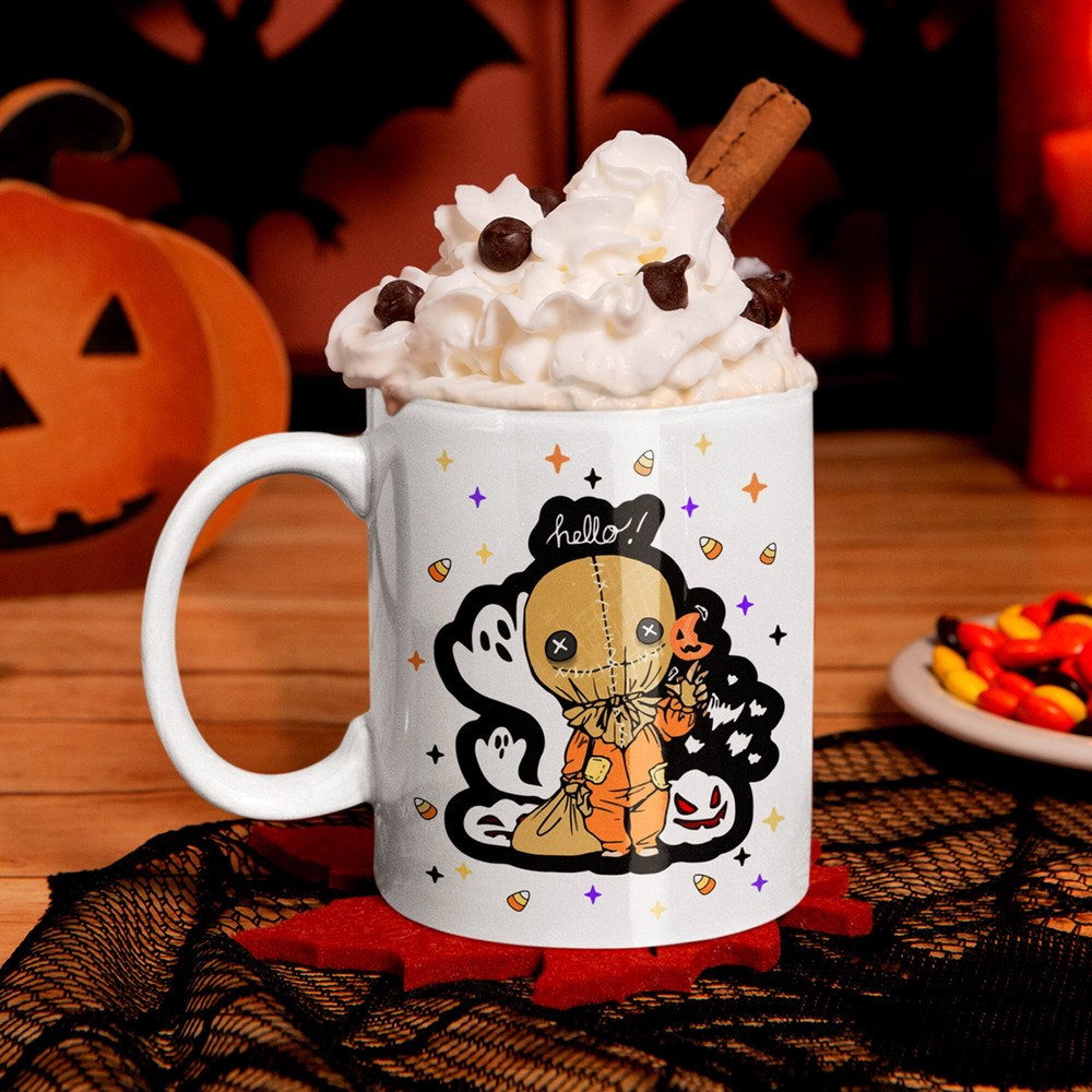 Trick or Treat Sam Doll Mug, Halloween Candy, lollipop, Werewolf's, Christmas Gift, Birthday Gift, Scary, Pumpkin, Ceramic 11oz 15oz - 1.jpg