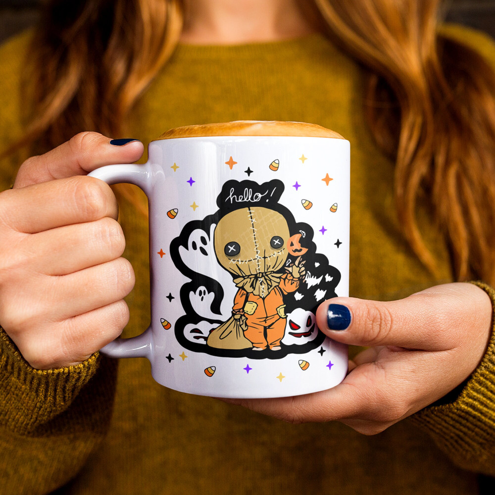 Trick or Treat Sam Doll Mug, Halloween Candy, lollipop, Werewolf's, Christmas Gift, Birthday Gift, Scary, Pumpkin, Ceramic 11oz 15oz - 2.jpg