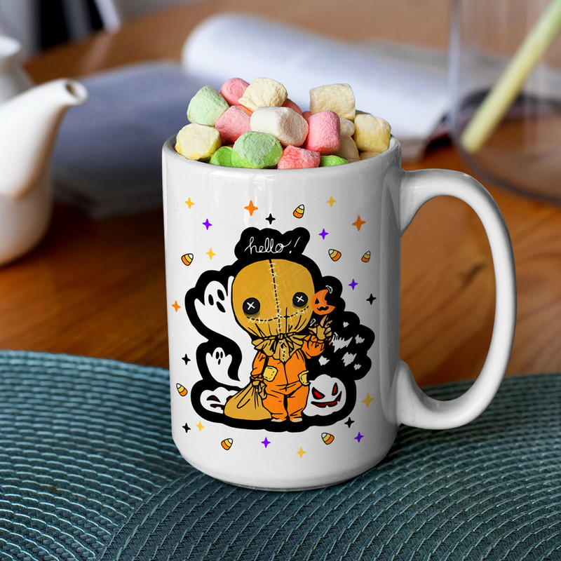 Trick or Treat Sam Doll Mug, Halloween Candy, lollipop, Werewolf's, Christmas Gift, Birthday Gift, Scary, Pumpkin, Ceramic 11oz 15oz - 4.jpg