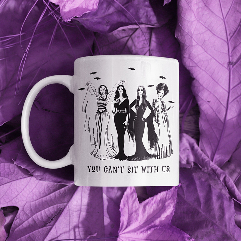 You Cant Sit With Us Mug  Lily Munster Vampira Morticia Addams Bride Of Frankenstein  Gothic Queens Cup  Vintage Spooky Vibes - Ceramic - 5.jpg