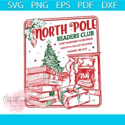 bookish christmas north pole readers club svg download