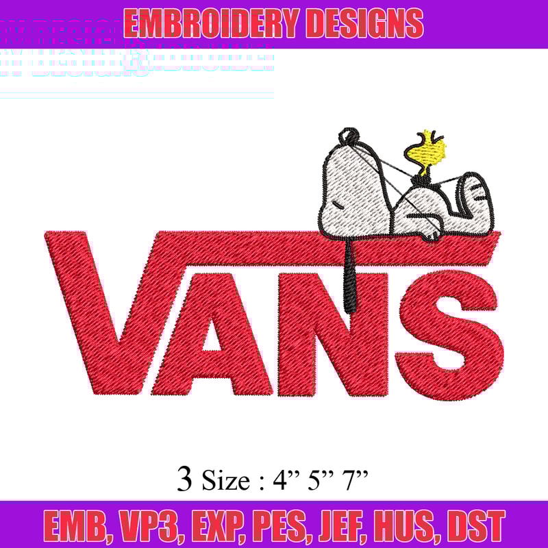 Snoopy Vans Embroidery design, Snoopy Vans Embroidery, cartoon design, Embroidery File, Vans logo, Digital download..jpg