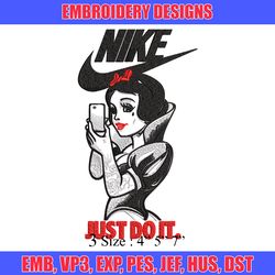 snow white nike embroidery design, snow white embroidery, nike design, embroidery file, cartoon shirt, instant download,