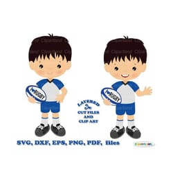 instant download. cute rugby player boy svg cut files and clip art. personal and commercial use. r_2.