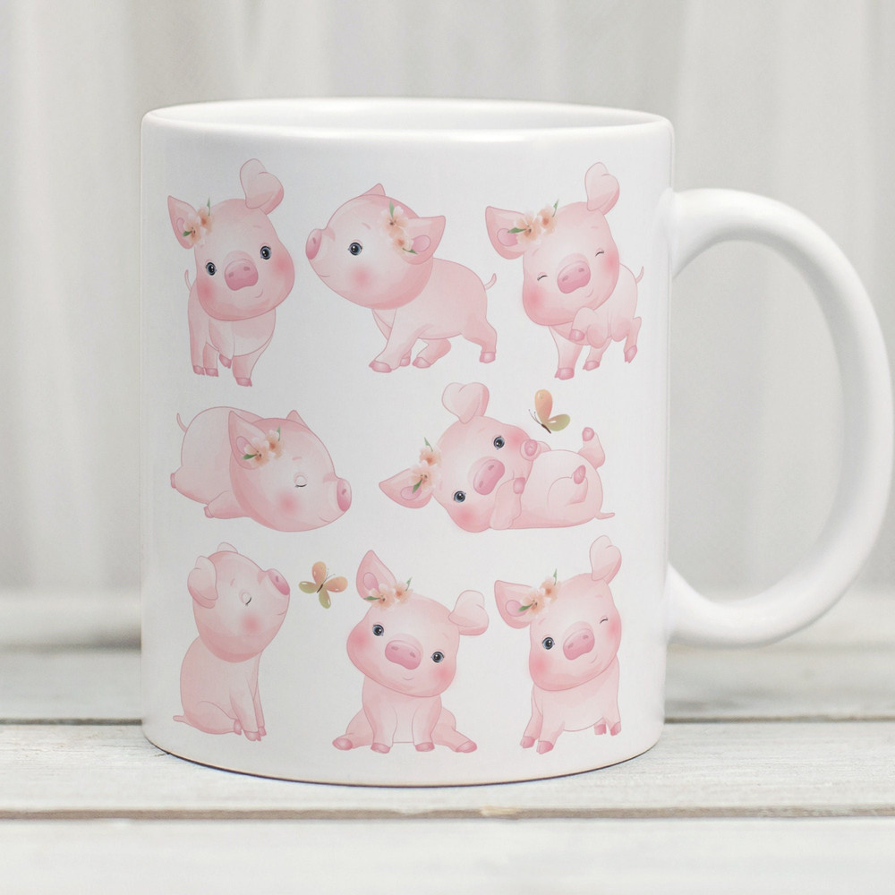 Cute Pig Mug, Pink Pig Coffee Cup, Pig Lover Mug, Pig Lover Gift, Watercolour Pig, Cute Pig Gift - 1.jpg