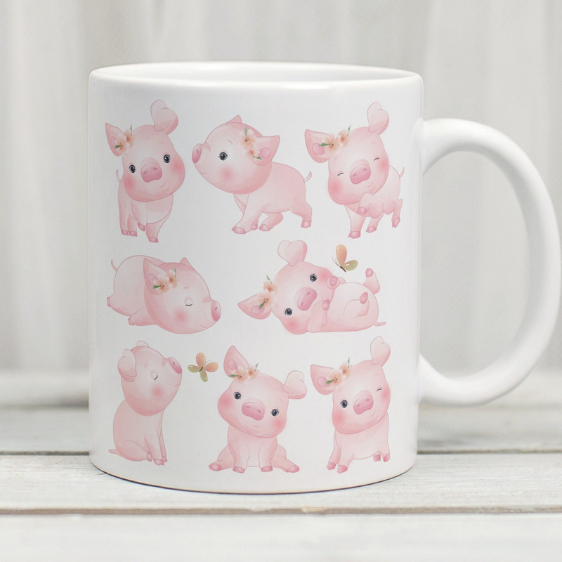 Cute Pig Mug, Pink Pig Coffee Cup, Pig Lover Mug, Pig Lover Gift, Watercolour Pig, Cute Pig Gift - 1.jpg