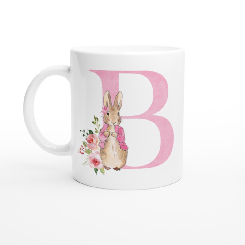 Flopsy Rabbit Mug, Alphabet Letter Mug, Peter Rabbit Mug, Personalised Letter Mug, Personalised Initial Mug, Rabbit Mug, Watercolour Mug - 3.jpg