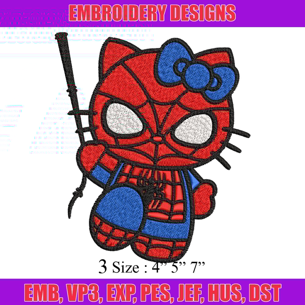 Spiderman Hellokitty Embroidery design, Hellokitty Embroidery, cartoon design, Embroidery File, Digital download..jpg