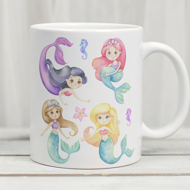 Watercolour Mermaid Mug, Mermaid Cup, Mermaid Gifts, Mermaid Lover Gift, Children's Mermaid Mug, Mermaid Gift For Girl - 1.jpg