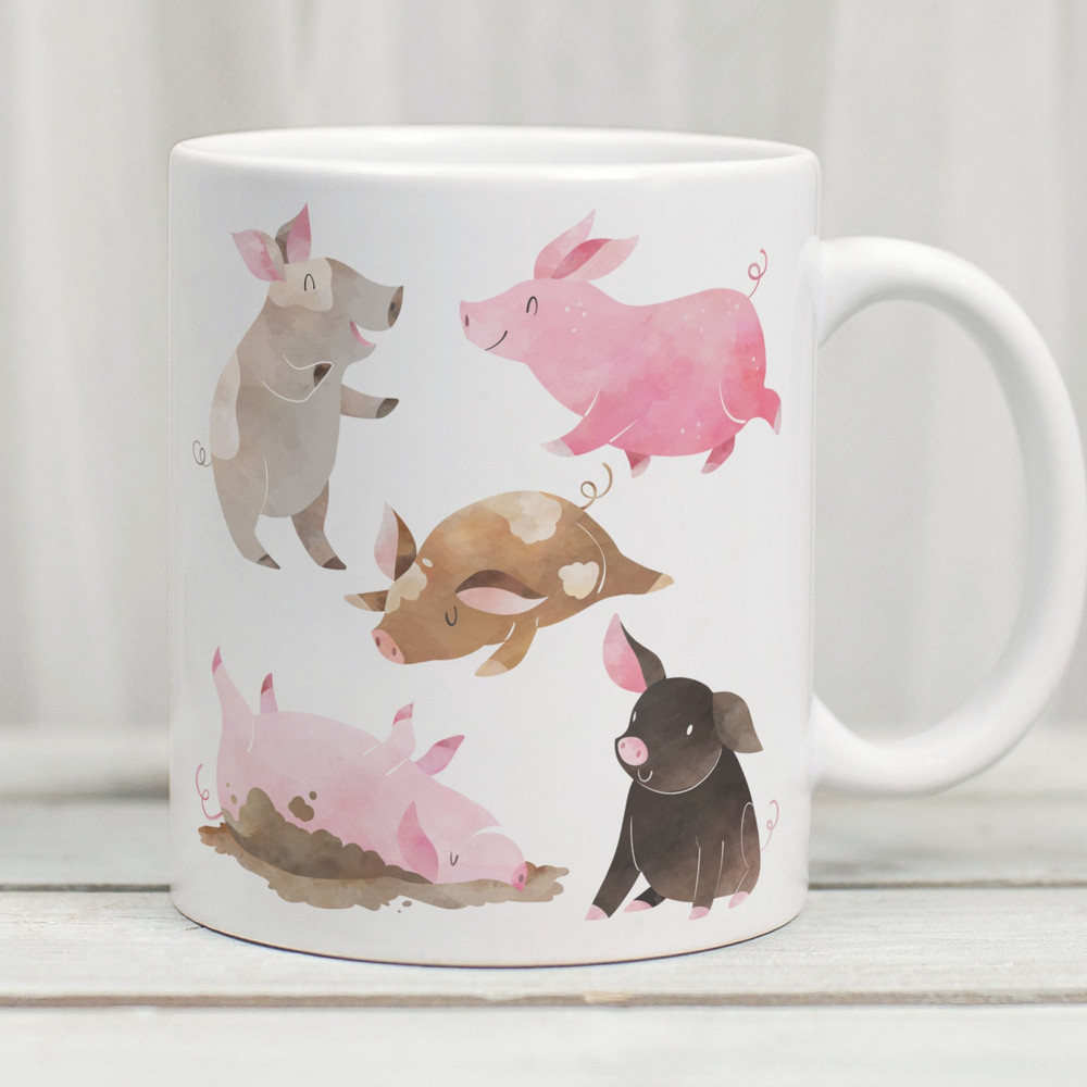 Watercolour Pig Mug, Cute Pig Mug, Pig Coffee Cup, Pig Lover Mug, Pig Lover Gift, Cute Pig Gift - 1.jpg
