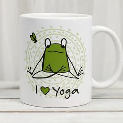 yoga frog mug, frog lover gift, frog yoga