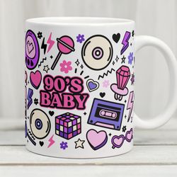 90s baby mug, retro style mug, 1990s coffee mug