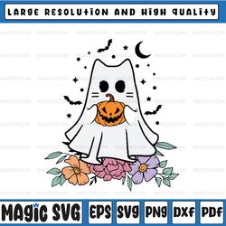 vintage halloween ghost cat cute cat in ghost svg, ghost cat svg, halloween cat svg,  happy halloween png, digital downl