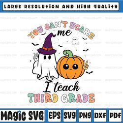 custom file third grade teacher halloween svg, spooky third grade teacher svg, fall third grade crew, happy halloween pn
